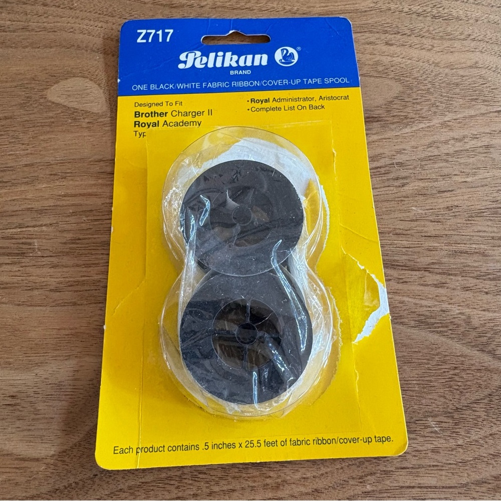 Pelikan one black white fabric ribbon/cover-up tape spool